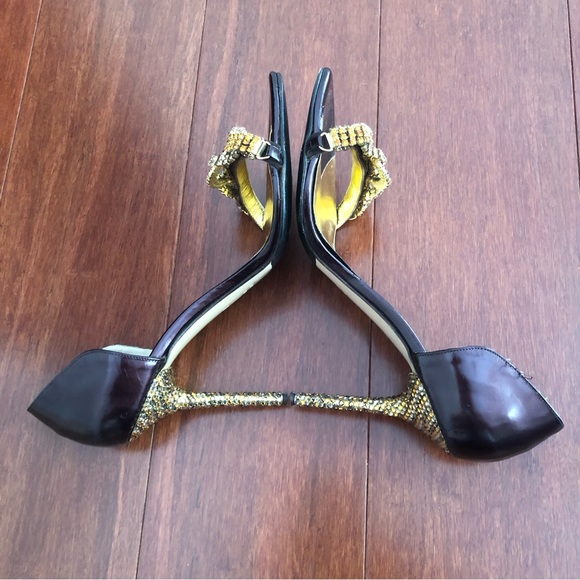 Francesco Secco ombre ,orange ,yellow diamond embellished peep toe pumps sandals - Picture 4 of 17